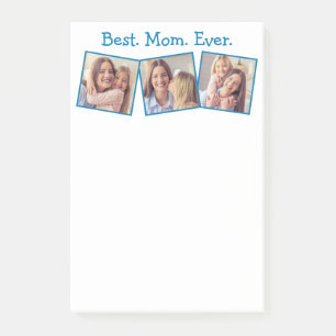 Fun Best Mom Ever 4 Photo Collage Blue  Notepad