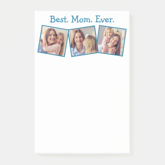 Fun Best Mom Ever 4 Photo Collage Blue  Notepad (Front)