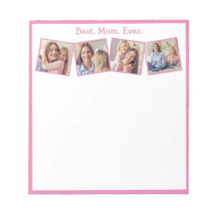 Fun Best Mom Ever 4 Photo Collage Pink Notepad