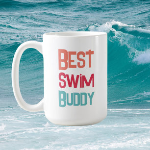 Fun Best Swim Buddy Swimming Modern Typography  Coffee Mug