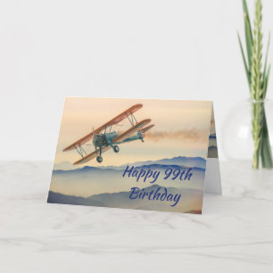 Fun Bi-Plane From One Vintage Model 99th Birthday Card