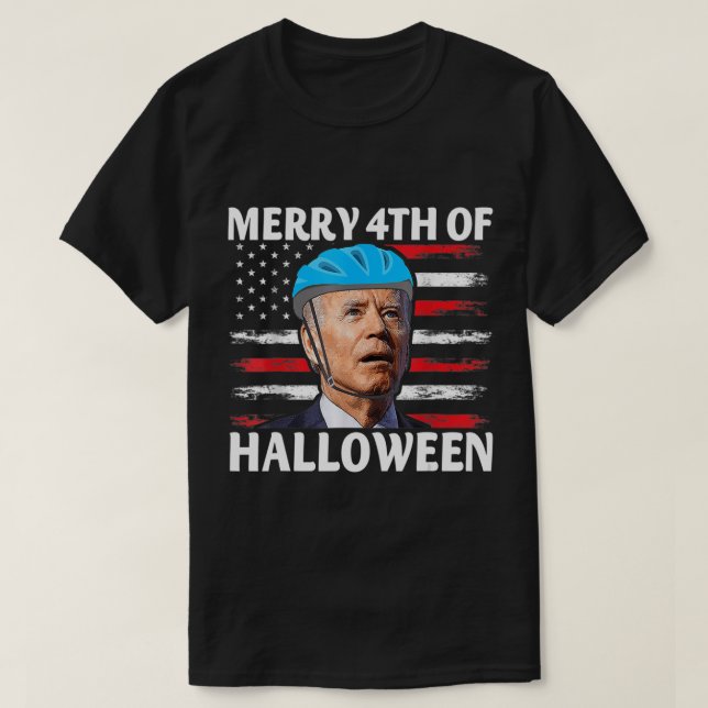 Fun Biden Dazed Merry th July Happy Halloween Bide T-Shirt (Design Front)