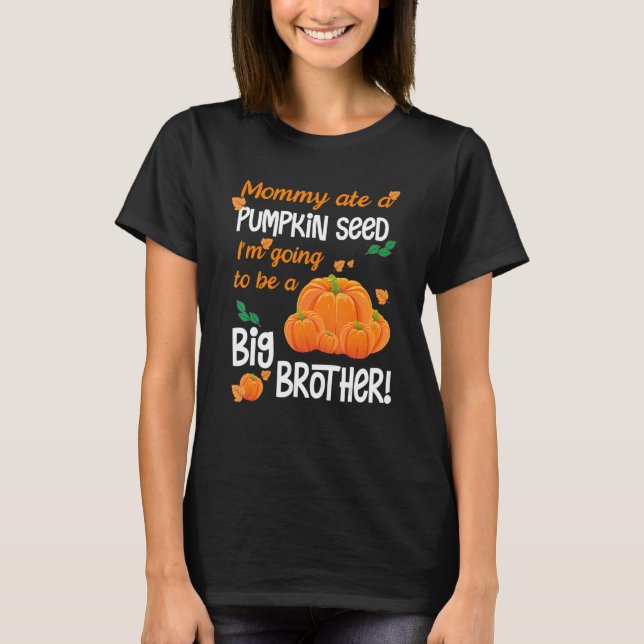 Fun Big Brother Autumn Fall Pregnancy Announcement T-Shirt (Front)