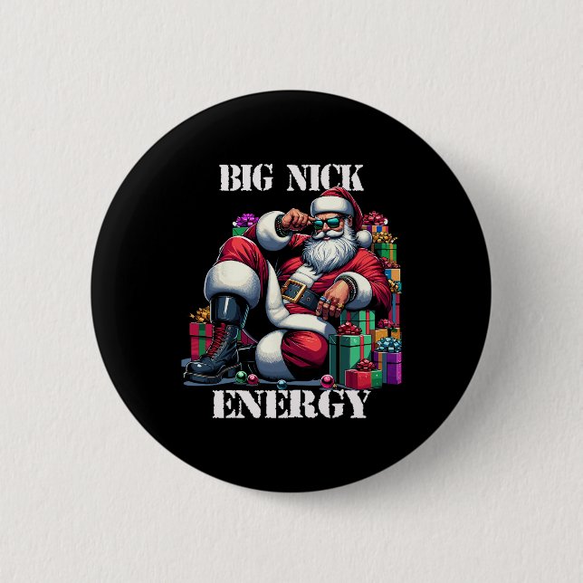 Fun Big Nick Energy Fun Santa Claus Christmas Xmas 2 Inch Round Button (Front)