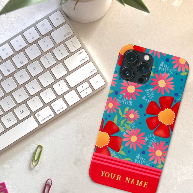 Fun Big Red Flowers Pattern Inspirivity  Case-Mate iPhone Case (Creator Uploaded)