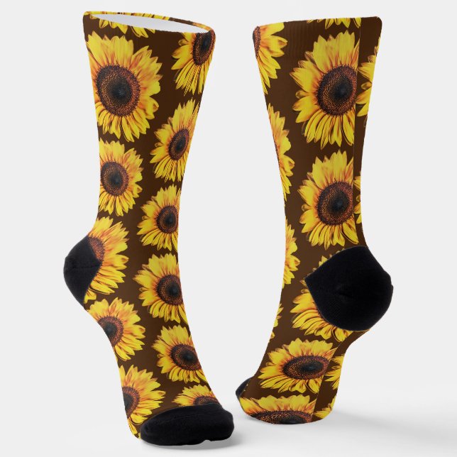Fun Big Sunflower Art Socks (Angled)