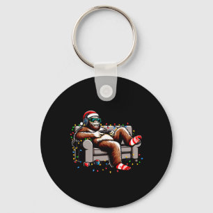 Fun Bigfoot Gamer Christmas Sasquatch Xmas Believe Keychain