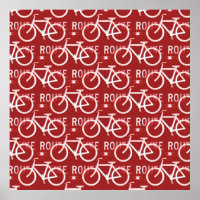 Fun Bike Route Fixie Bicycle Cyclist Pattern Red