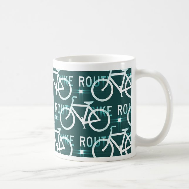 Fun Bike Route Fixie Bike Cyclist Pattern Coffee Mug (Right)