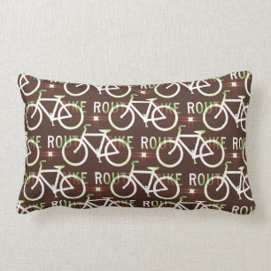 Fun Bike Route Fixie Bike Cyclist Pattern Lumbar Pillow