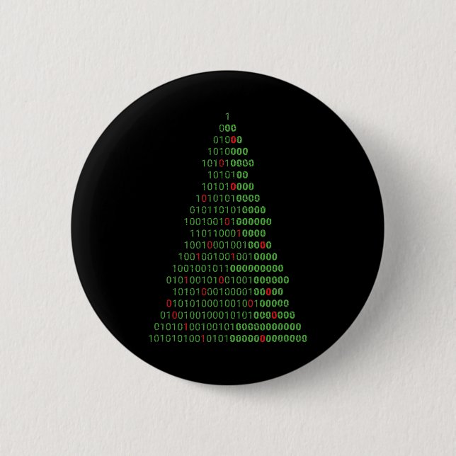 Fun Binary Christmas Tree Computer Programmers And 2 Inch Round Button (Front)