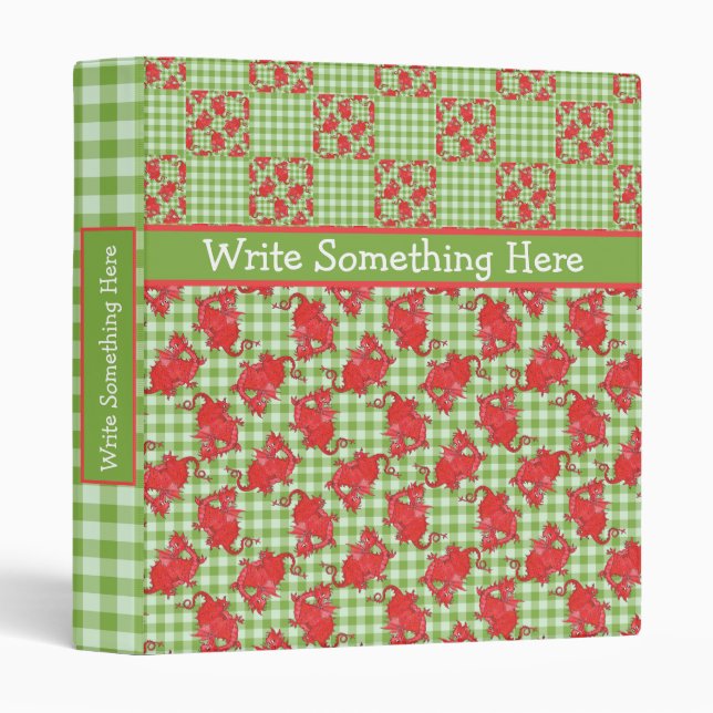 Fun Binder to Personalize: Cute Red Dragons (Front/Spine)