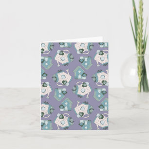 Fun Birdhouse Design Purple Blue White Invitation