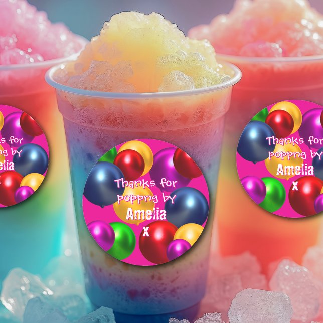 Fun Birthday Balloons Personalized Favour Classic Round Sticker (Creator Uploaded)