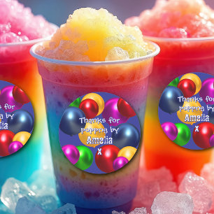 Fun Birthday Balloons Personalized Favour Classic Round Sticker