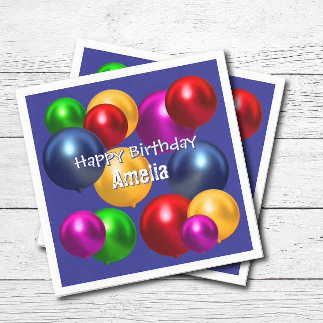 Fun Birthday Balloons Personalized  Napkin (Creator Uploaded)