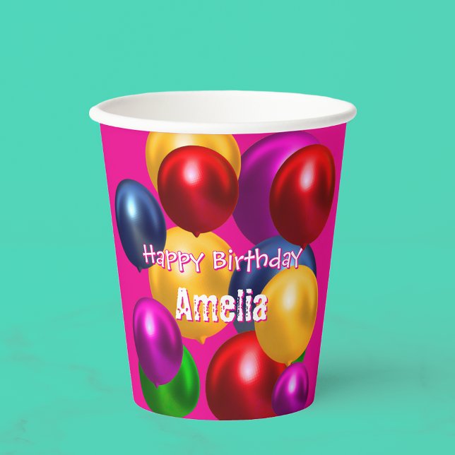 Fun Birthday Balloons Personalized  Paper Cups (Creator Uploaded)