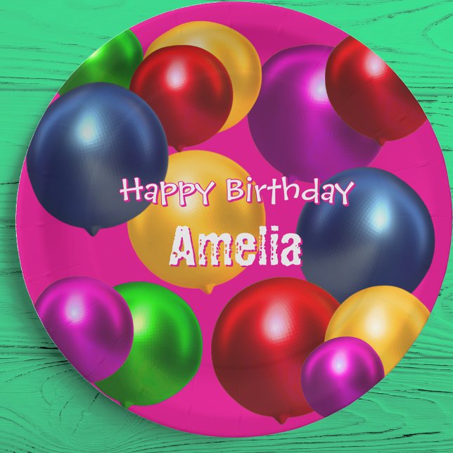 Fun Birthday Balloons Personalized  Paper Plate (Creator Uploaded)