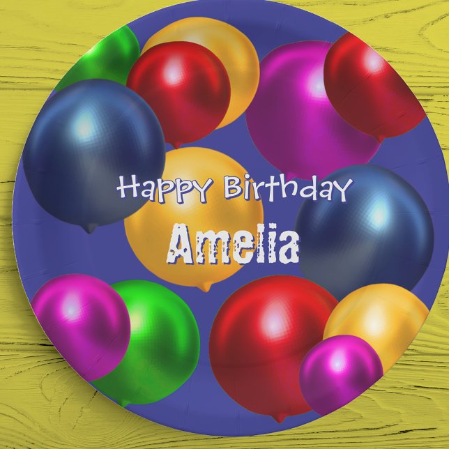 Fun Birthday Balloons Personalized  Paper Plate (Creator Uploaded)