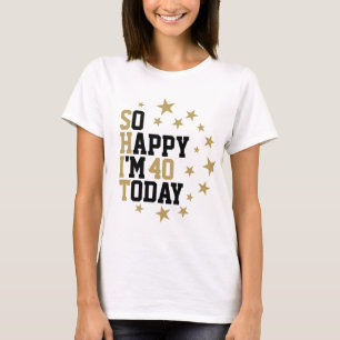 Fun Birthday Black And Gold Stars Customized Age T-Shirt