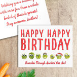 Fun birthday card brother food funny pun vege<br><div class="desc">Fun birthday card brother food funny pun vege. Celebrate your brother's special day with a quirky Brussels sprouts-themed birthday card! Featuring a playful message, this card is sure to bring a smile to his face. The charming veggie crew, complete with googly eyes, adds an extra touch of fun and whimsy....</div>