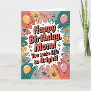 Fun Birthday Card for Mom – Colourful Retro