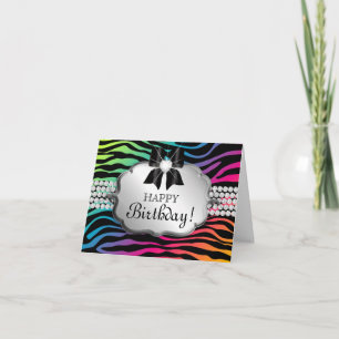 Fun Birthday Card Zebra Rainbow Jewellery