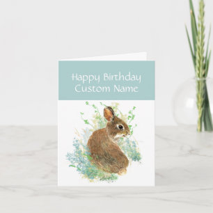 Fun Birthday Custom Name Cute Rabbit, Carrot Cake Card