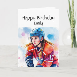 Fun Birthday Custom Name Girls Hockey Card
