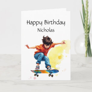 Fun Birthday Custom Name  Skateboard Card
