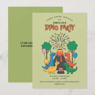 Fun Birthday Dino Party Dinosaur Invitation