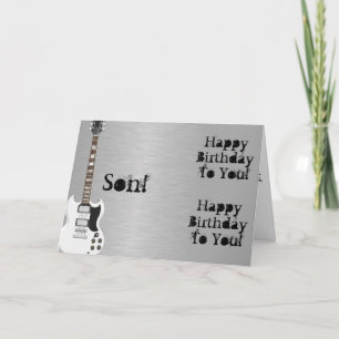 Fun, birthday greeting for a son, white guitar. card