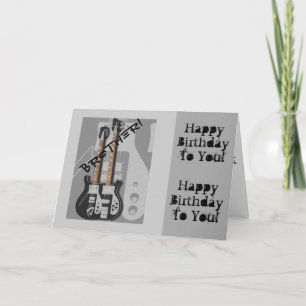 Fun, birthday greeting for brother, guitar. card
