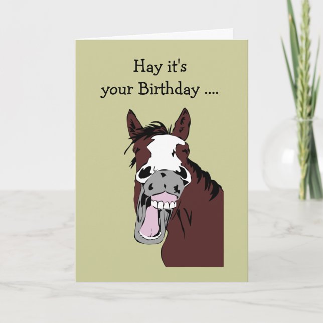 Fun Birthday Long in the Tooth Horse Humour Card (Front)