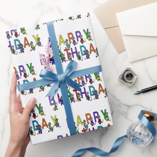 Fun Birthday Mice Wrapping Paper (Gifting)