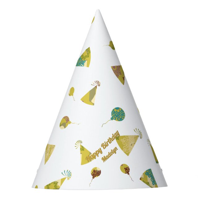 Fun Birthday Party Hats and Balloon Pattern (Front)