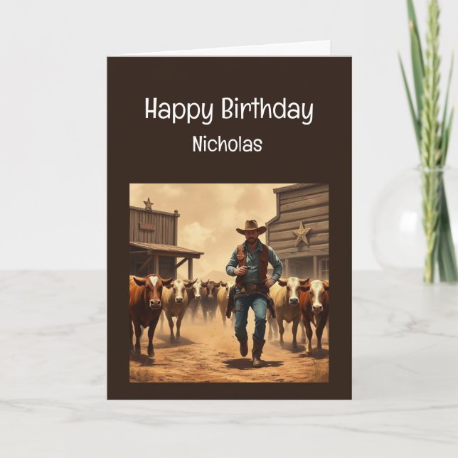Fun Birthday Western Wild West Humour Card (Front)