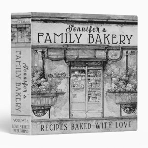 Fun Black and White Bakery Cookbook 3 Ring Binder