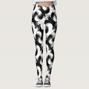 Fun Black and White Bird Pattern>Leggings Leggings