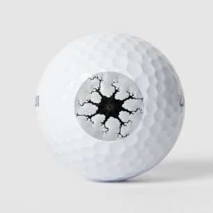 Fun Black and White Cracked Fractal Art Golf Balls