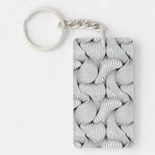 Fun Black and White Interwoven Lines Keychain