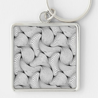Fun Black and White Interwoven Lines Keychain