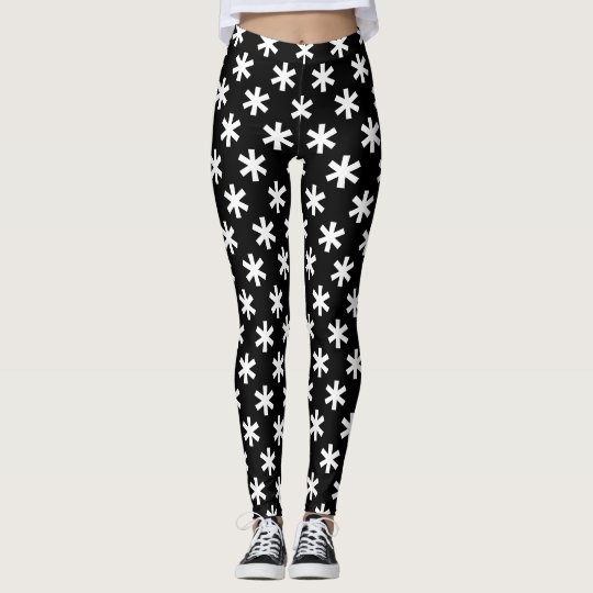 Fun Black and White Large Snowflakes Design Leggings