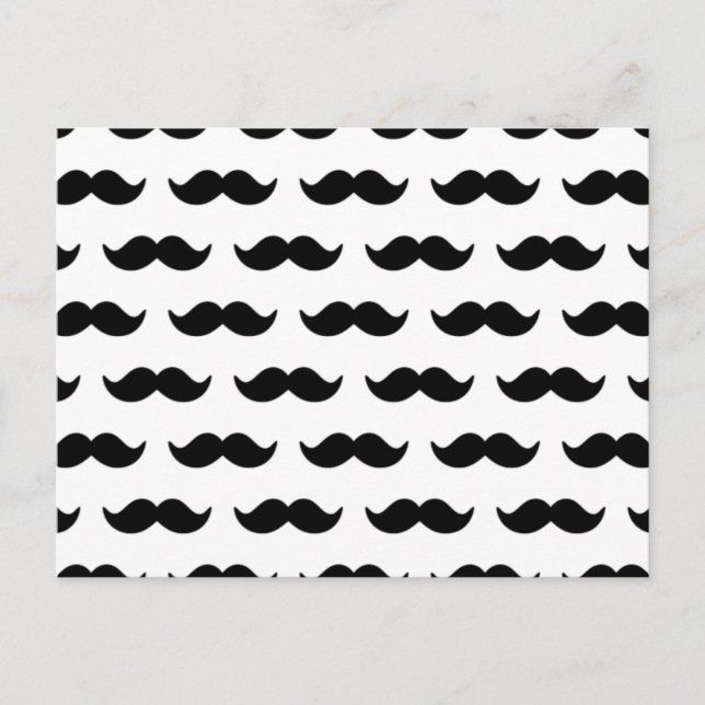 Fun Black and White Moustache Pattern 1 Postcard (Front)