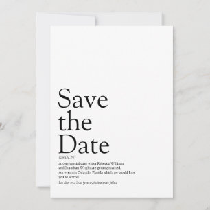 Fun Black and White Save the Date Definition