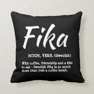 Fun Black and White Swedish Fika Definition Throw Pillow