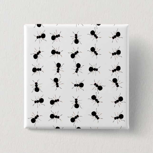 Fun Black Ant Bug Print 2 Inch Square Button (Front)