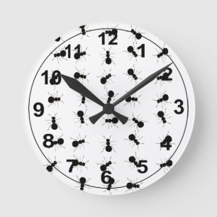 Fun Black Ant Bug Print Round Clock