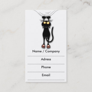 Fun Black Cat Falling Down Business Cards