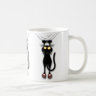 Fun Black Cat Falling Down Classic Mug